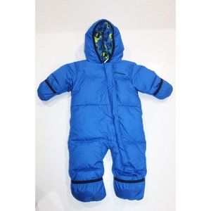 Columbia Baby Bunting Blue One Piece Full Zip Hooded Size 6-12 Months Down cuff